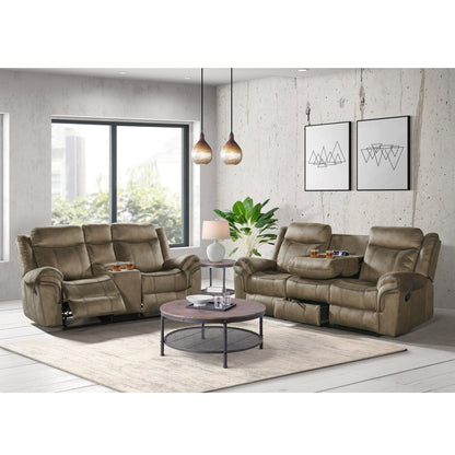 Sorrento 2PC Living Room Set in T101 Brown-Sofa & Loveseat