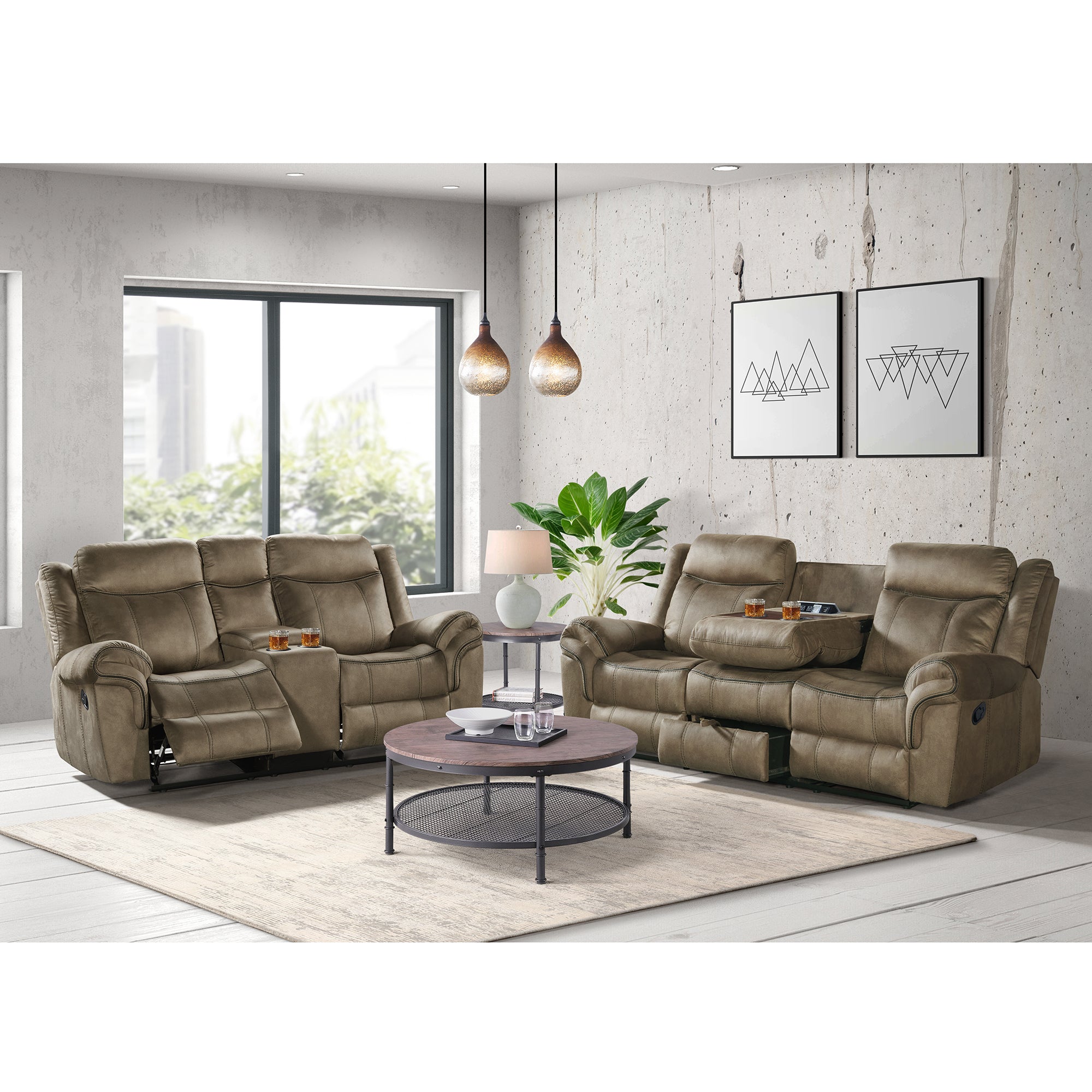 Sorrento Motion Loveseat with Console in T101 Brown