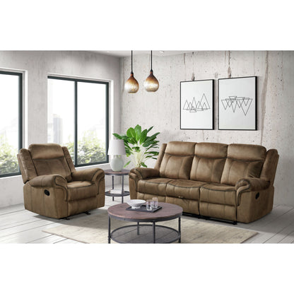 Sorrento 3PC Living Room Set in T101 Brown-Sofa, Loveseat & Recliner