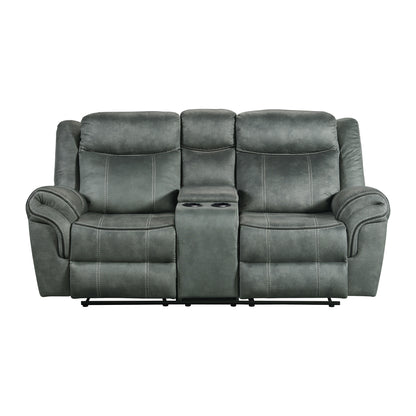 Sorrento 2PC Living Room Set in FB367 Charcoal-Sofa & Loveseat