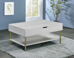 Whitman Lift-Top Cocktail Table in White & Metal