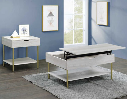 Whitman Lift-Top Cocktail Table in White & Metal