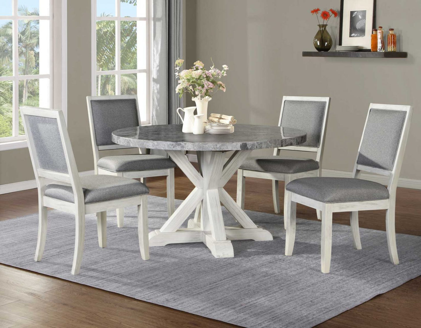 Canova Round Gray Marble Dining Table