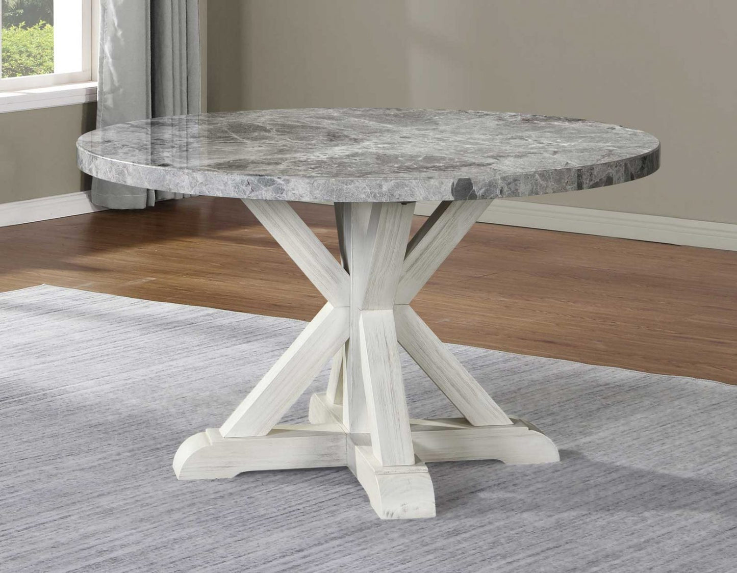 Canova Round Gray Marble Dining Table