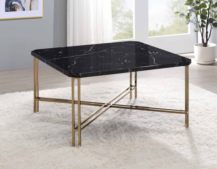 Mesa de cóctel Daxton con superficie de mármol sintético 