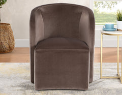 Annie Chocolate Velvet Barrel Chair w/Casters