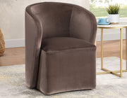 Annie Chocolate Velvet Barrel Chair w/Casters