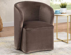 Annie Chocolate Velvet Barrel Chair w/Casters