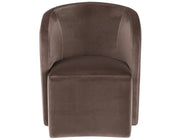 Annie Chocolate Velvet Barrel Chair w/Casters