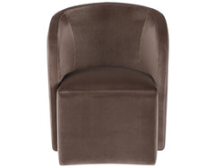 Annie Chocolate Velvet Barrel Chair w/Casters