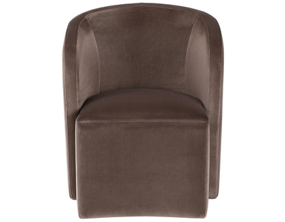 Annie Chocolate Velvet Barrel Chair w/Casters