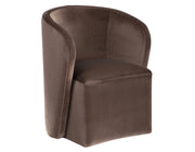 Annie Chocolate Velvet Barrel Chair w/Casters