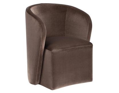 Annie Chocolate Velvet Barrel Chair w/Casters