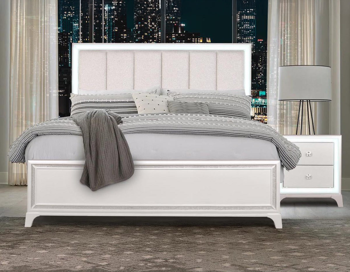 Cassie Illuminating Queen Bed Shimmering Pearl