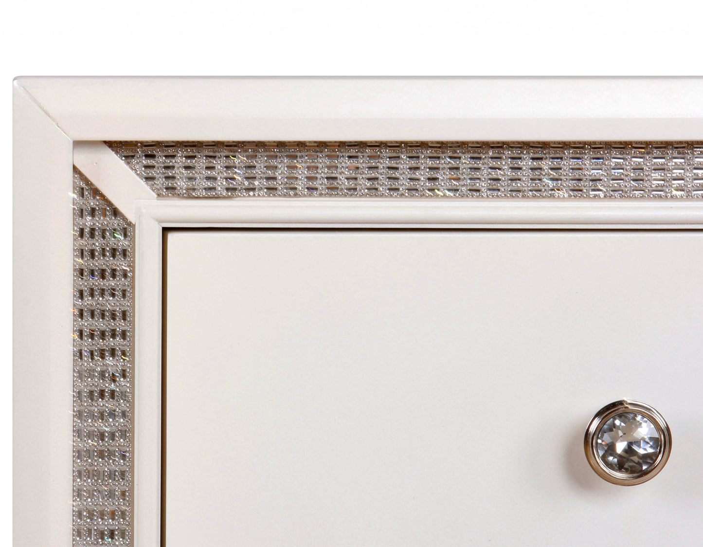 Mesita de noche Cassie Illuminating Glam, acabado perlado brillante 