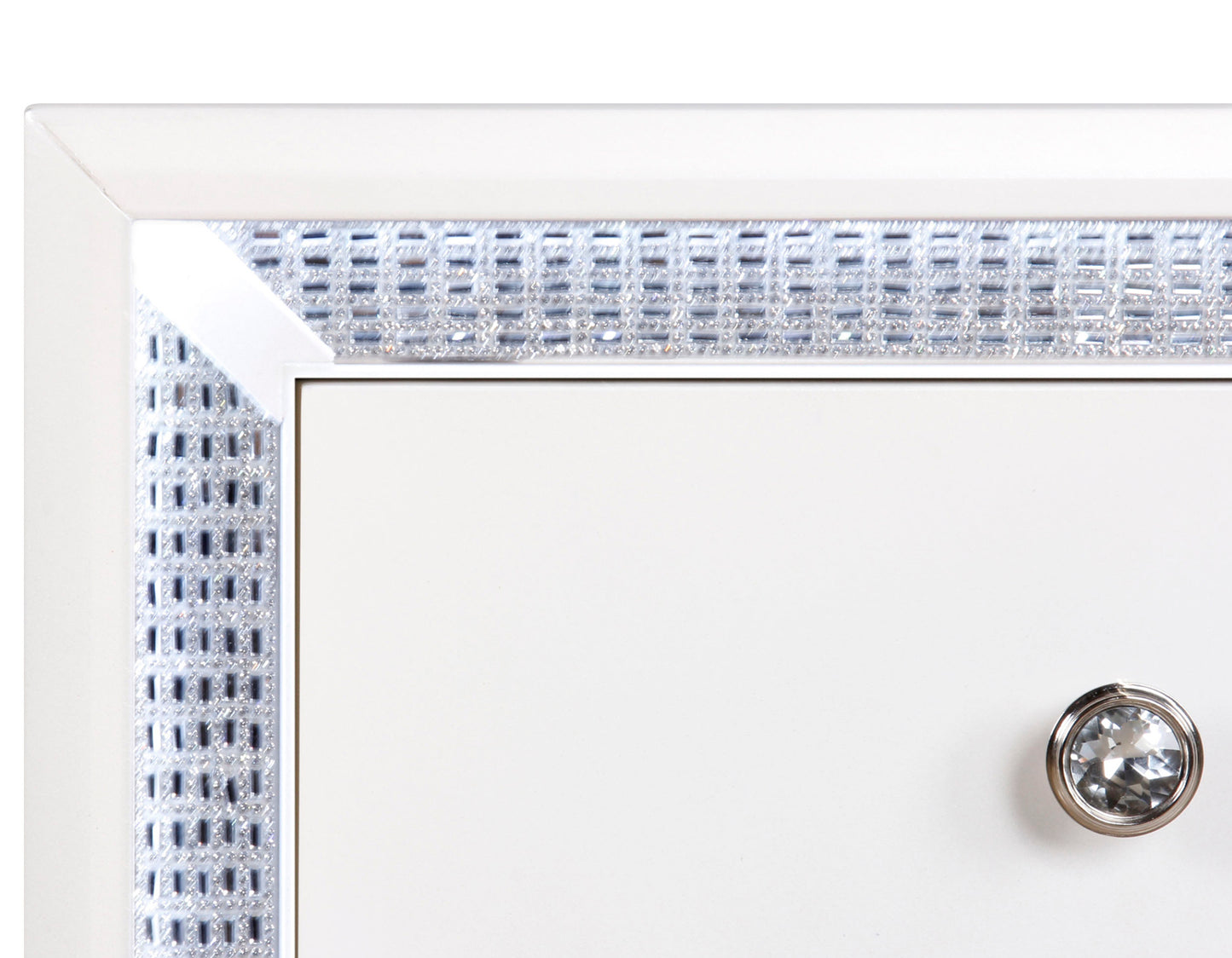 Mesita de noche Cassie Illuminating Glam, acabado perlado brillante 