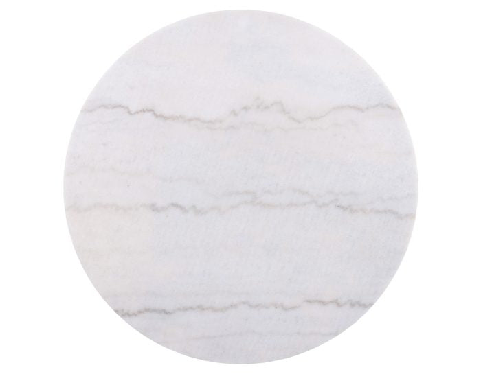 Mesa de centro Colvin redonda de 91 cm con ruedas y cubierta de mármol blanco, acabado negro 