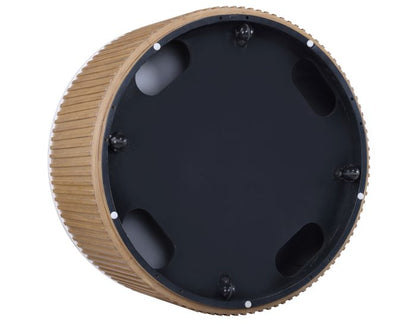 Mesa de centro Colvin redonda de 91 cm con ruedas y cubierta de mármol blanco, acabado caramelo 