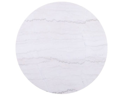 Mesa de centro Colvin redonda de 91 cm con ruedas y cubierta de mármol blanco, acabado caramelo 