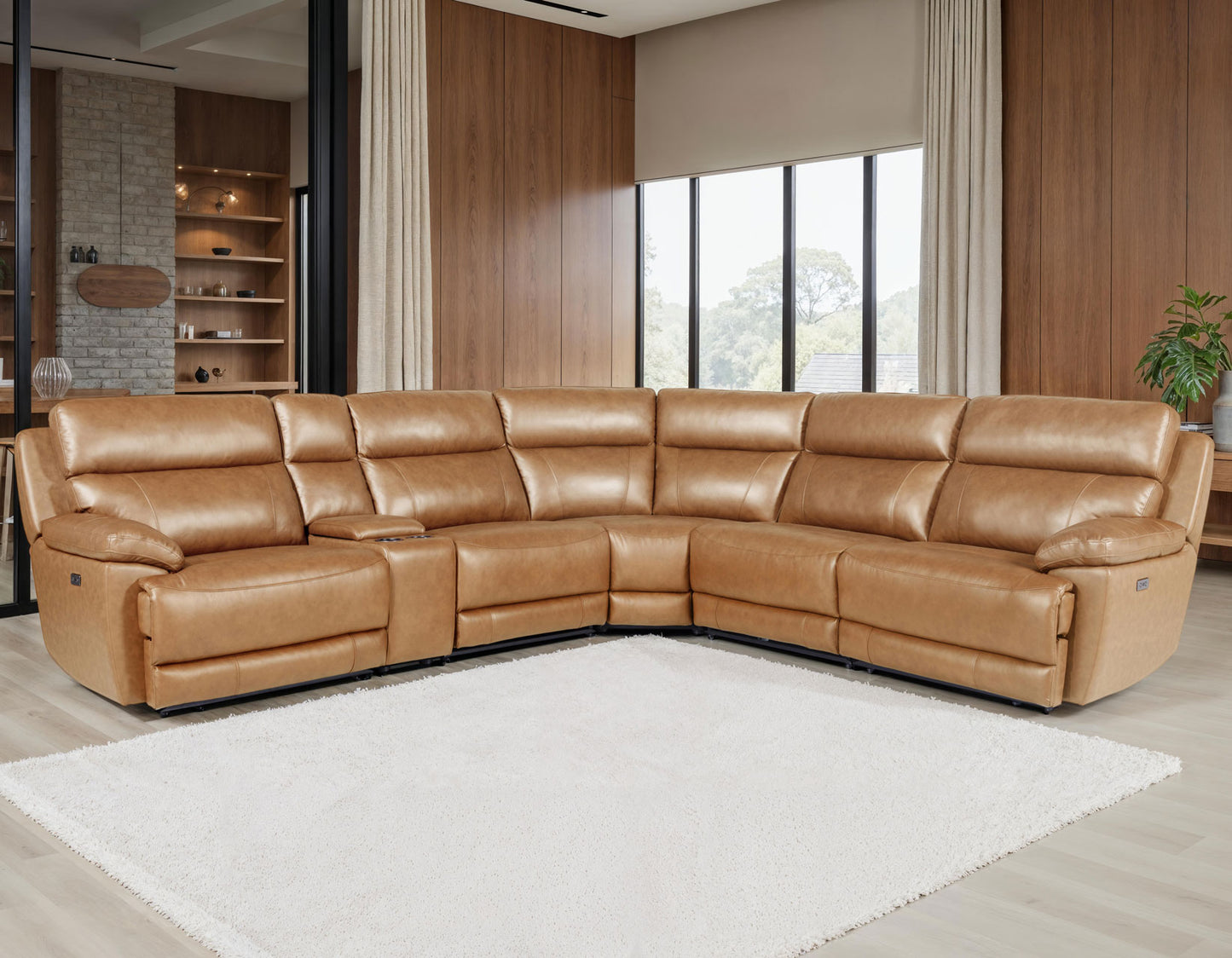 Gatlin Dual-Power Leather 6-Piece Modular Reclining Sectional