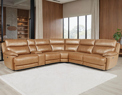 Gatlin Dual-Power Leather 6-Piece Modular Reclining Sectional