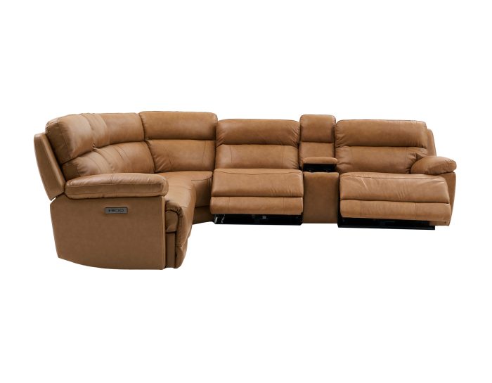 Gatlin Dual-Power Leather 6-Piece Modular Reclining Sectional