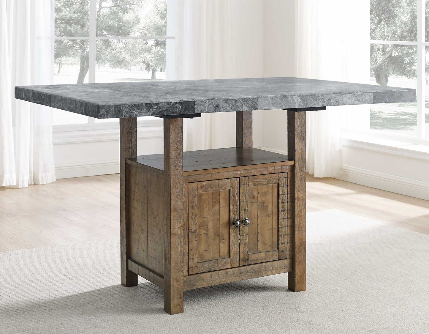 60" Grayson Marble Top Counter Storage Table