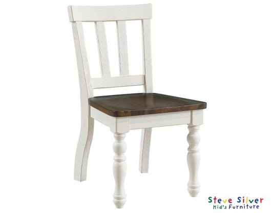 Joanna Kids Solid Wood Side Chair Ivory & Mocha Finish