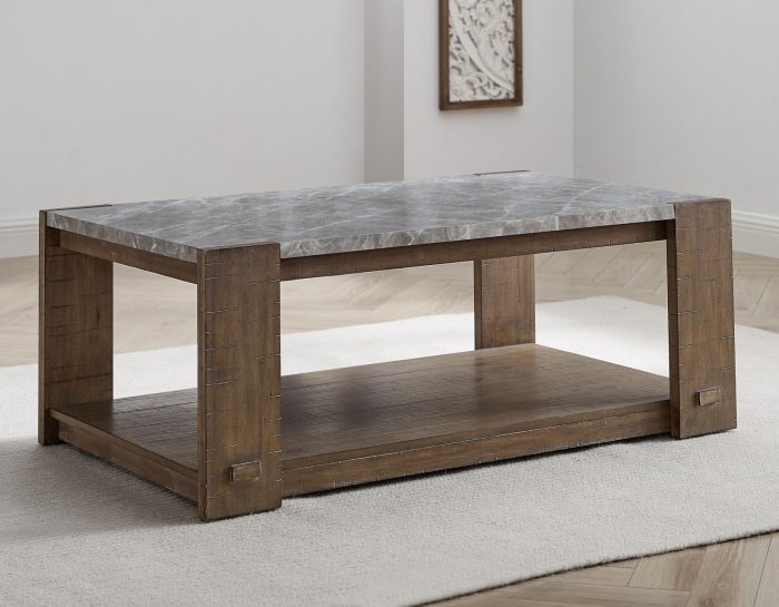 Mesa de centro de piedra sinterizada Libby con ruedas