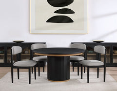 Juego de comedor Magnolia redondo de 5 piezas, 52 pulgadas, color negro