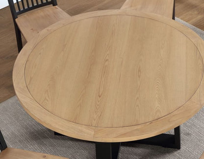 Magnolia 54" Round Dining Table Two-Tone Sand & Black