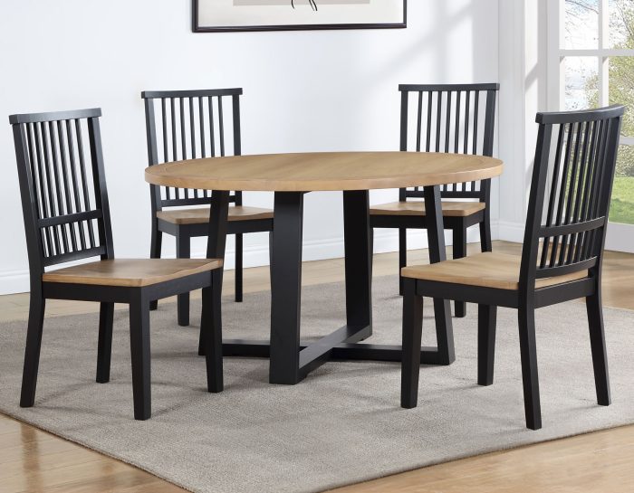 Magnolia 54" Round Dining Table Two-Tone Sand & Black