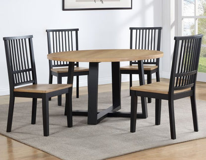 Magnolia 54" Round Dining Table Two-Tone Sand & Black