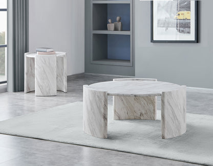 Mesa de cóctel redonda de imitación de mármol merino 