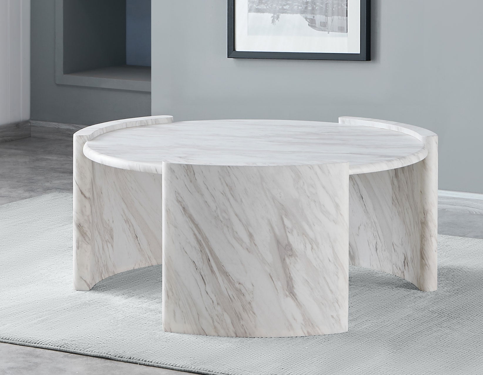 Mesa de cóctel redonda de imitación de mármol merino 