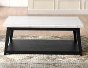 Mesa de cóctel Vida de mármol blanco con ruedas y acabado negro 