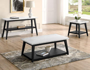 Mesa auxiliar con tapa de mármol blanco Vida, acabado negro 