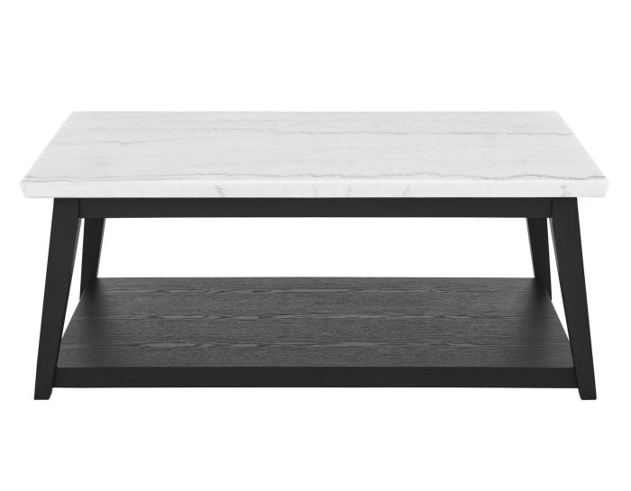 Mesa de cóctel Vida de mármol blanco con ruedas y acabado negro 