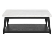 Mesa de cóctel Vida de mármol blanco con ruedas y acabado negro 