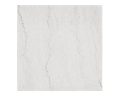 Mesa auxiliar con tapa de mármol blanco Vida, acabado negro 