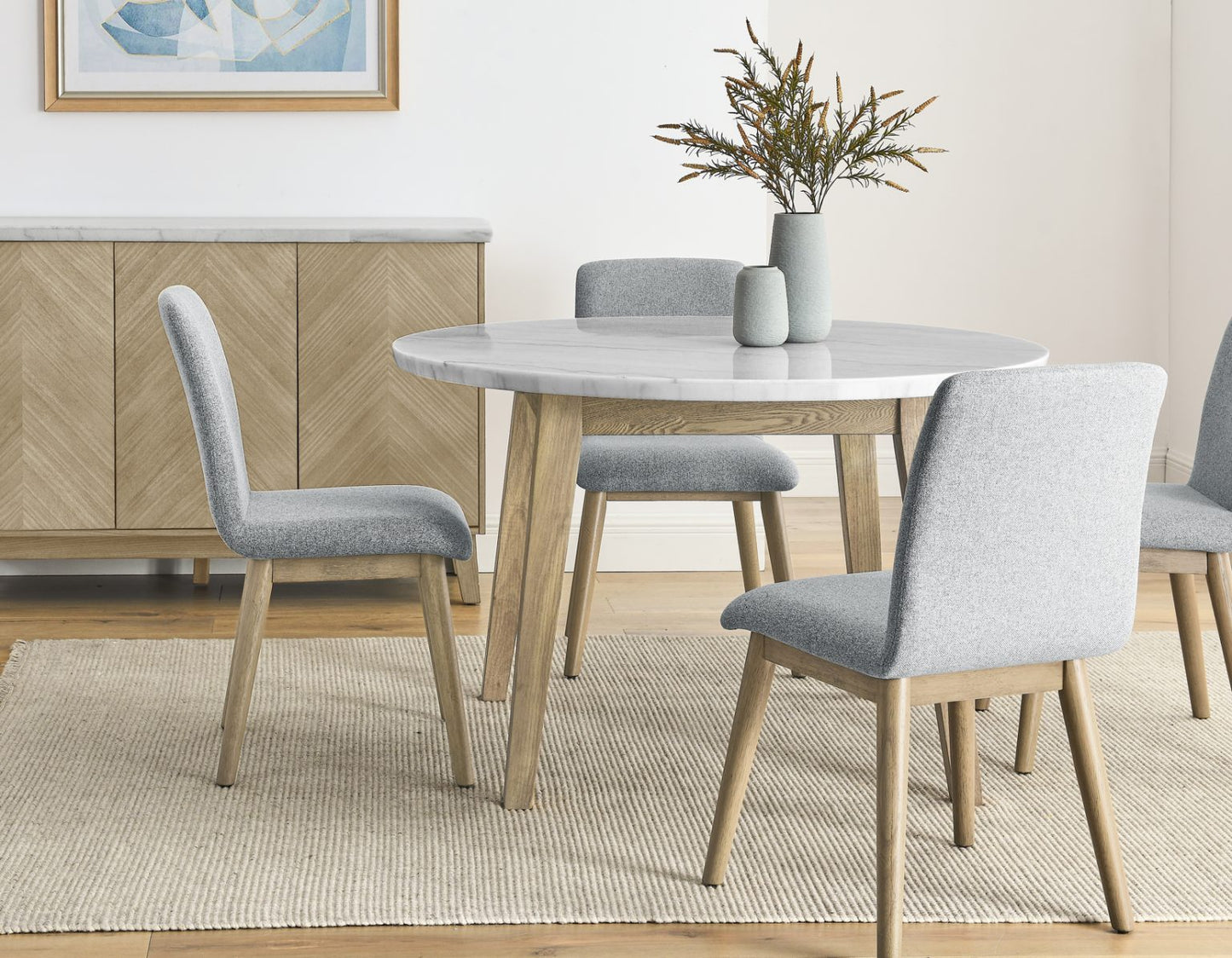 Mesa de comedor redonda de mármol blanco Vida de 48″ 