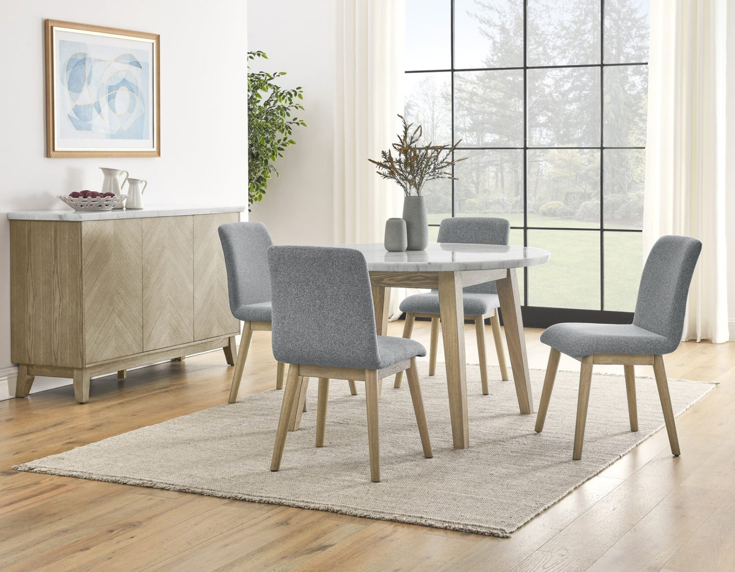 Mesa de comedor redonda de mármol blanco Vida de 48″ 