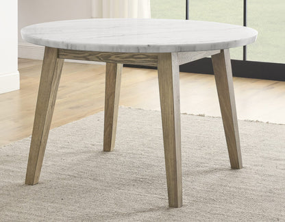 Mesa de comedor redonda de mármol blanco Vida de 48″ 