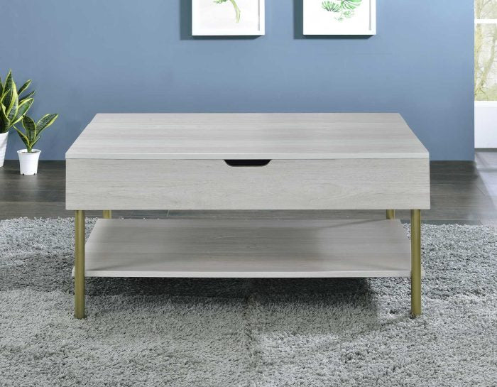 Whitman Lift-Top Cocktail Table in White & Metal