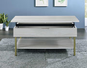 Whitman Lift-Top Cocktail Table in White & Metal
