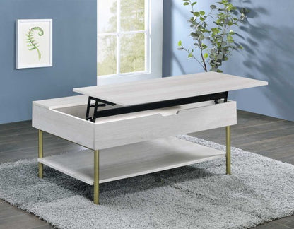 Whitman Lift-Top Cocktail Table in White & Metal