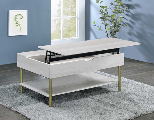 Whitman Lift-Top Cocktail Table in White & Metal