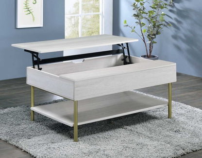 Whitman Lift-Top Cocktail Table in White & Metal