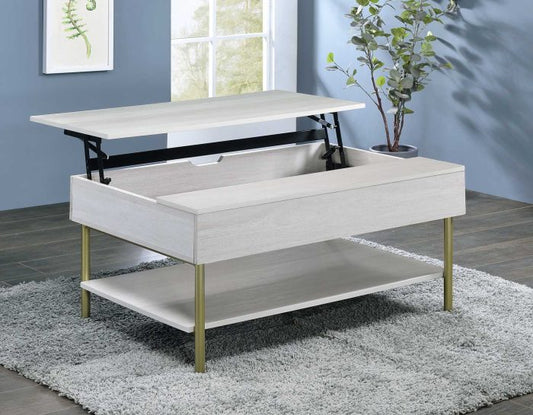 Whitman Lift-Top Cocktail Table in White & Metal