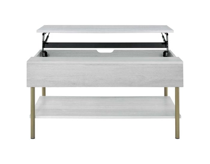 Whitman Lift-Top Cocktail Table in White & Metal